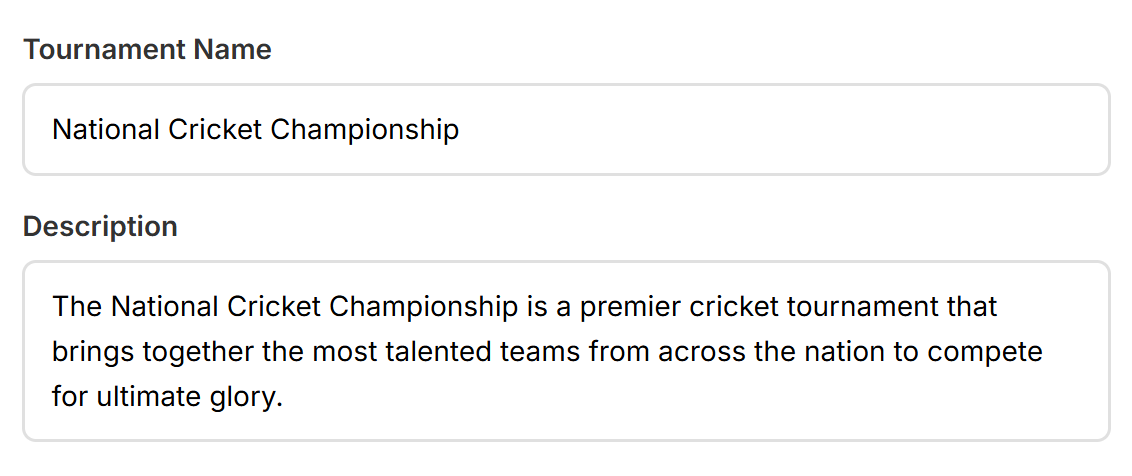 Tournament Creation Form